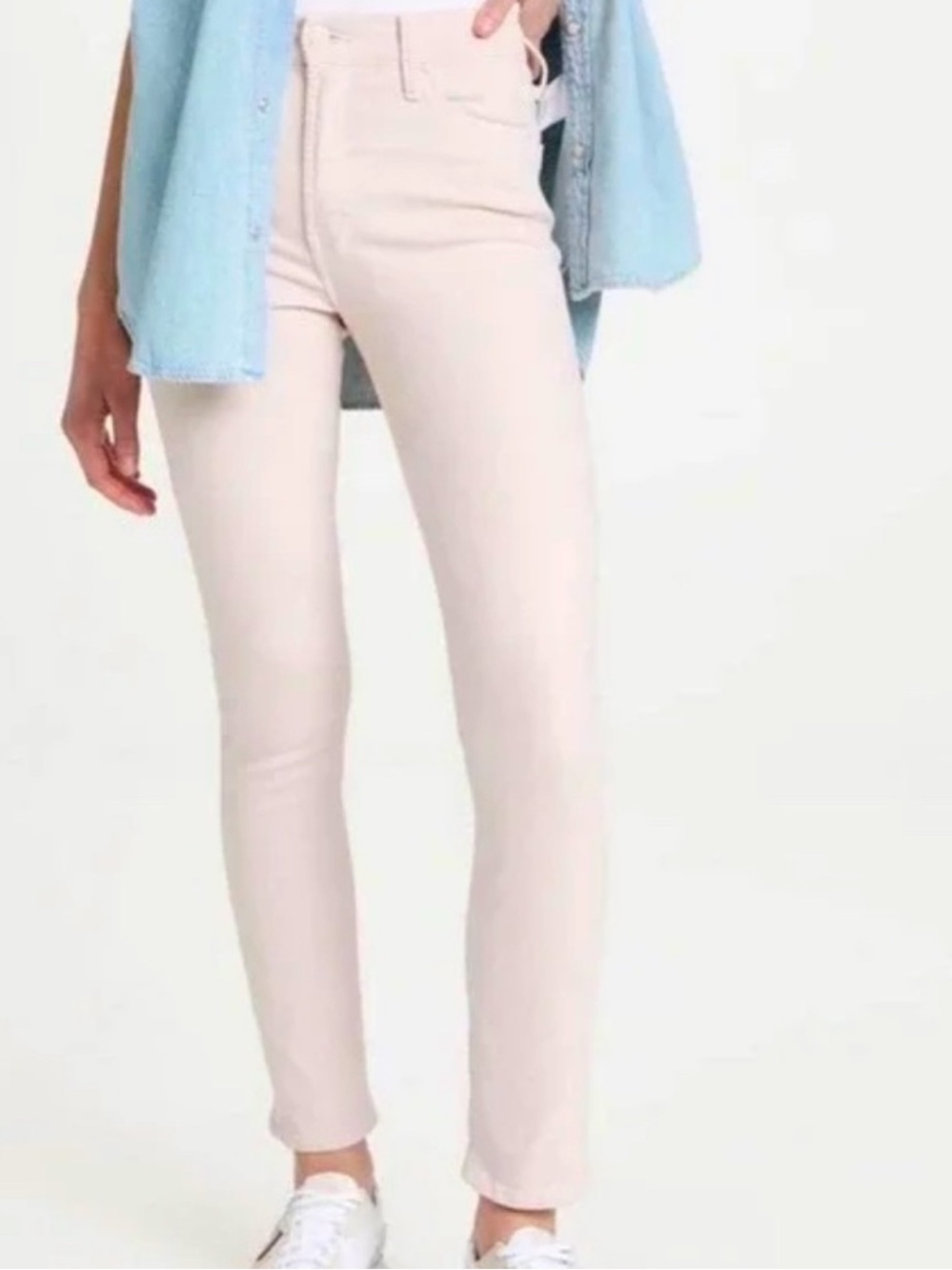Mother the dazzler hover in date night wash size 26 baby pink